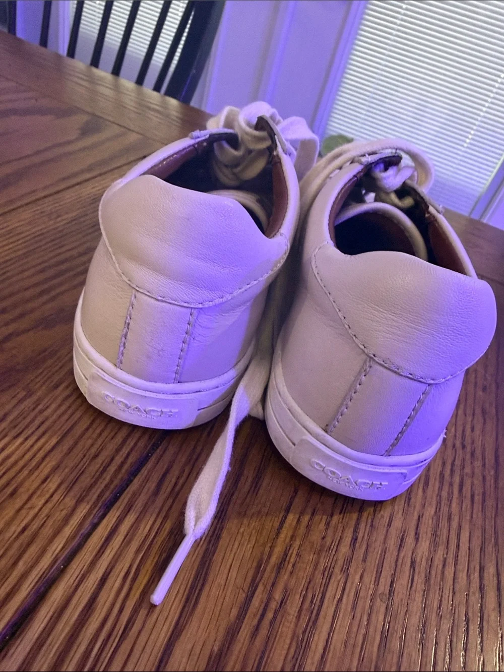 Coach White Leather Low-Top Sneakers with Mickey Character Accent